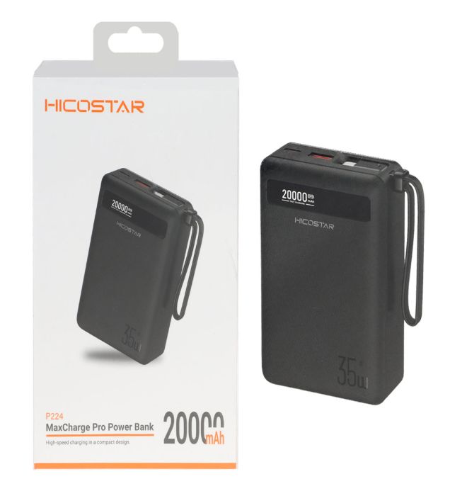 خرید پاوربانک 35W هیکو استار مدل P224 ظرفیت 20000 میلی آمپر ساعت قیمت روز