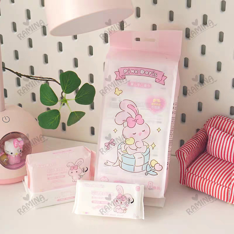 دستمال مرطوب جیبی کودک 64 عددی طرح خرگوش Pink Doris