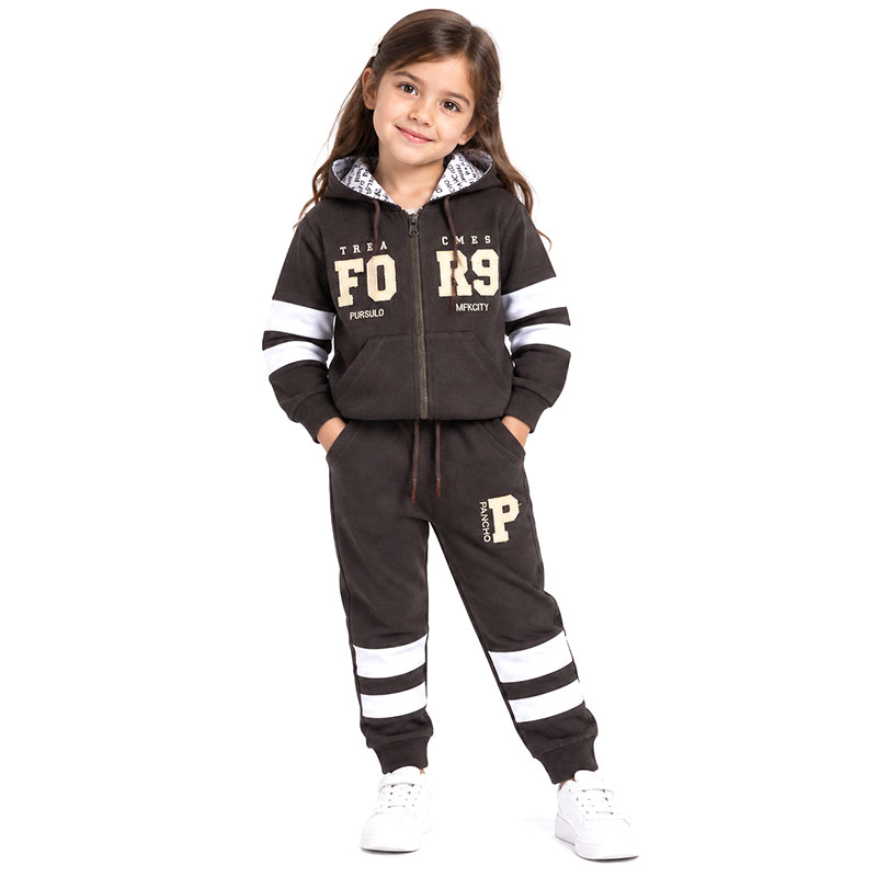 ست سویشرت و شلوار دورس اسپرت 5 تا 8 سال کد 2724 طرح FOR9 رنگ موکا Pancho