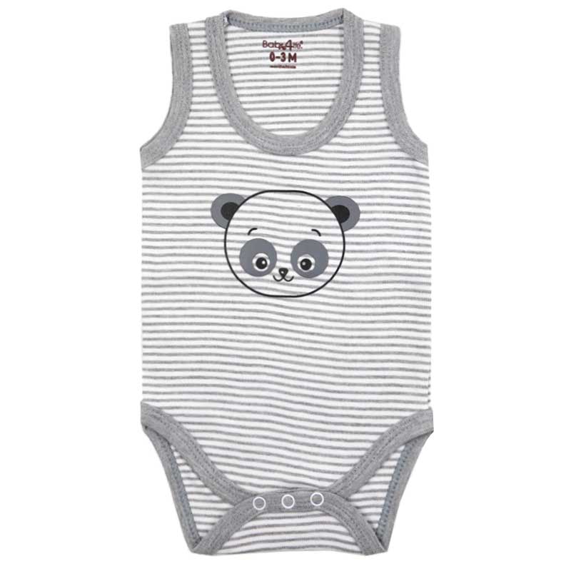 زیردکمه دار رکابی نوزاد راه راه طرح پاندا بیبی فورلایف Baby4life