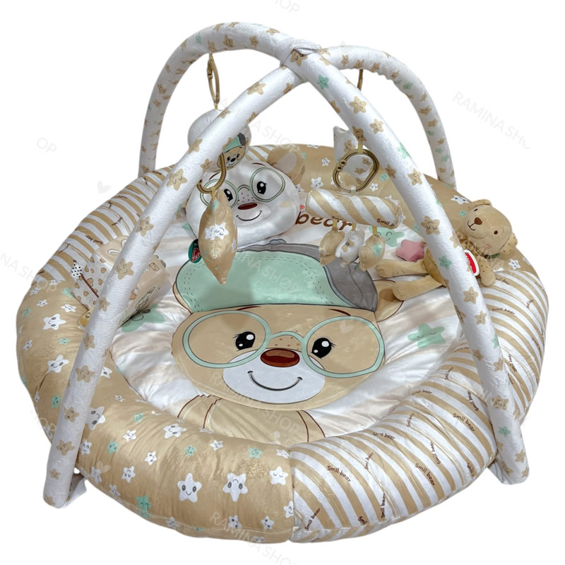 تشک بازی پولیشی نوزاد طرح خرس کرم بیبی فان Baby Fun