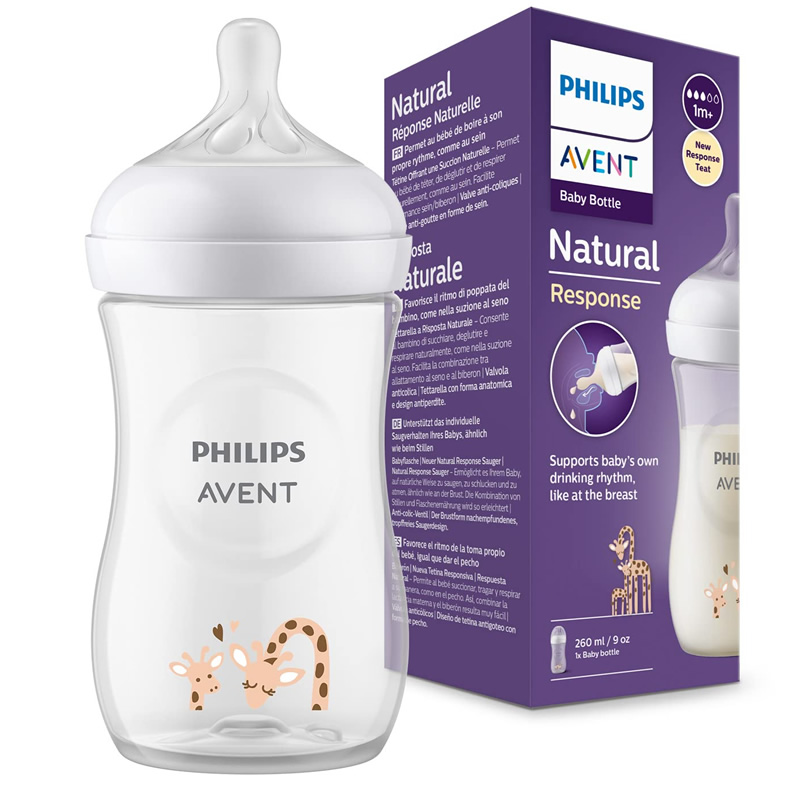 شیشه شیر 260 میل مدل Natural Response طرح زرافه اونت Avent