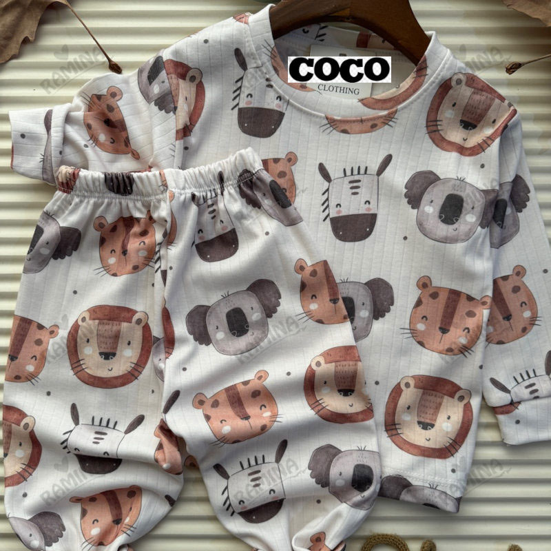 ست بلوز شلوار راحتی بچه گانه 1 تا 7 سال طرح سافاری کوکو Coco