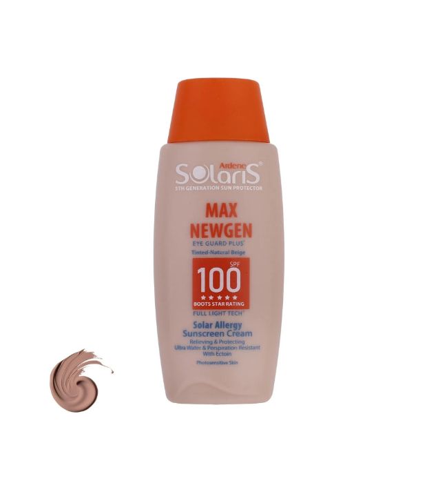 خرید کرم ضد آفتاب رنگی آردن سولاریس مدل Max Newgen با SPF 100 مناسب پوست‌های حساس بژ طبیعی حجم 100 میلی لیتر قیمت روز