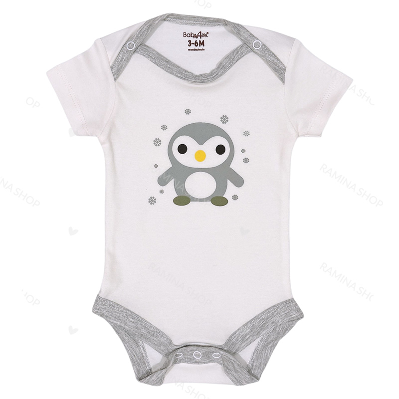 بادی آستین کوتاه نوزاد طرح پنگوئن بیبی فورلایف Baby4life