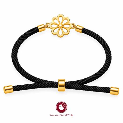 دستبند بند و طلا طرح گل - کد CB - 83246