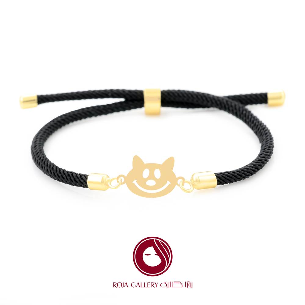 دستبند بند و طلا طرح گربه - کد CB - 83290