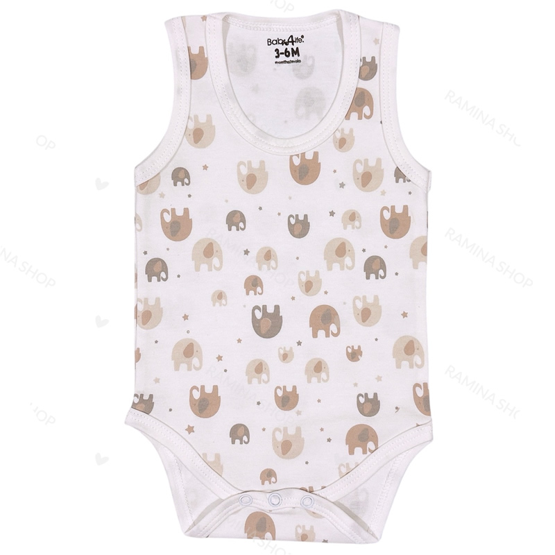 زیر دکمه دار رکابی نوزاد طرح فیل بیبی فورلایف Baby4life