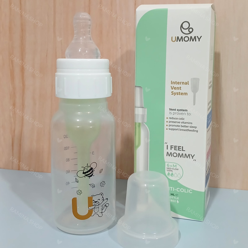شیشه شیر طلقی ضد نفخ 120 میل maxcare یومامی Umomy