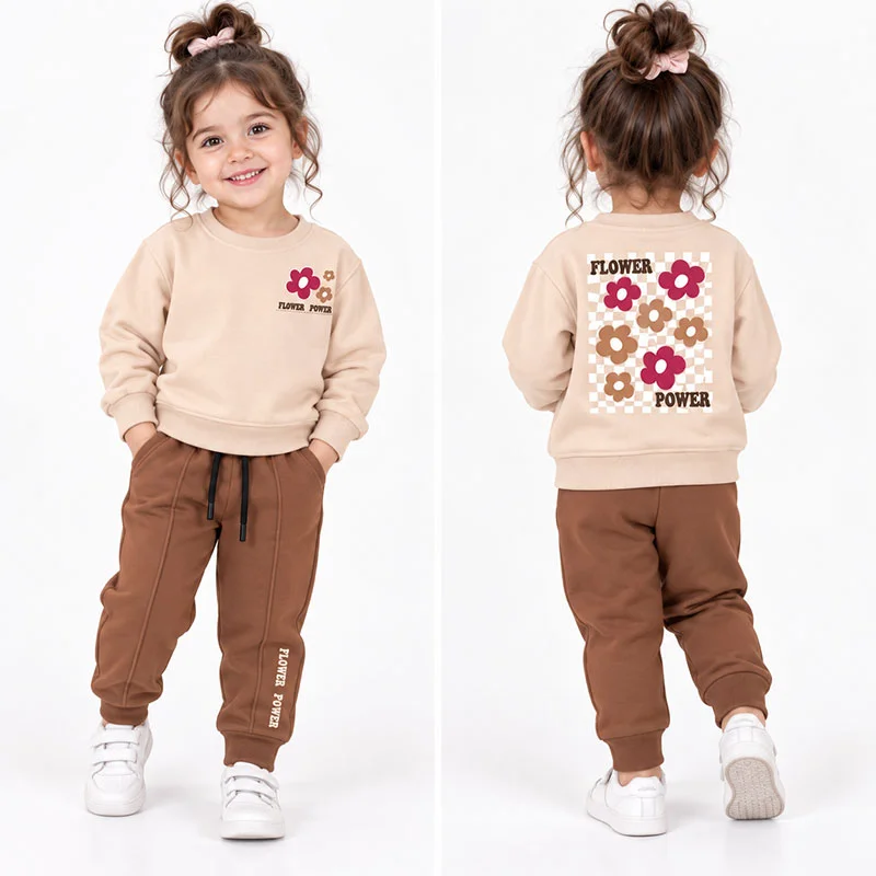 ست بلوز و شلوار دورس دخترانه 9 ماه تا 2 سال کد 1154 طرح Flower Power رنگ کرم مبین Mobin