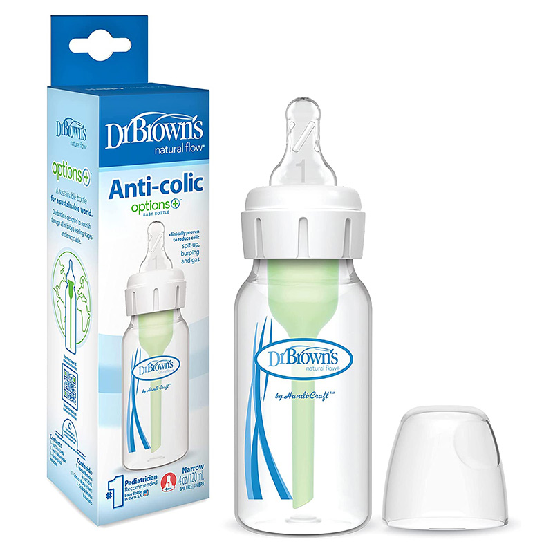 شیشه شیر طلقی 120 میل باریک آپشن پلاس سری جدید دکتر براون Dr Brown’s