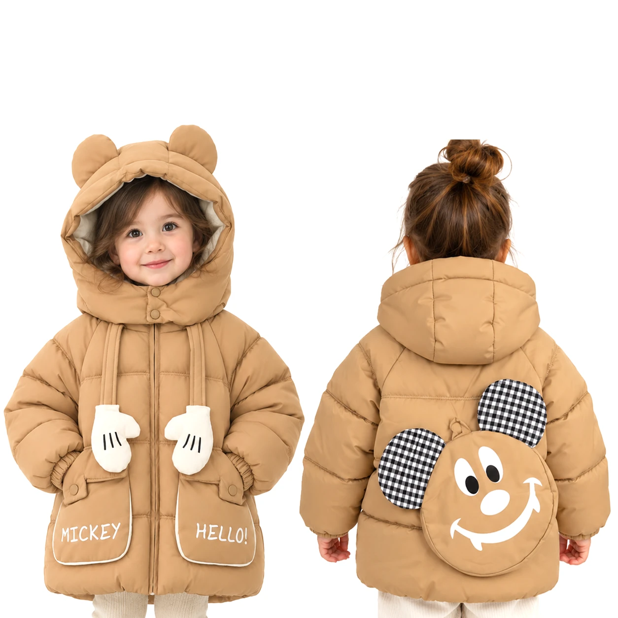 کاپشن کلاه دار بچه گانه ۲ تا ۷ سال طرح Hello Mickey
