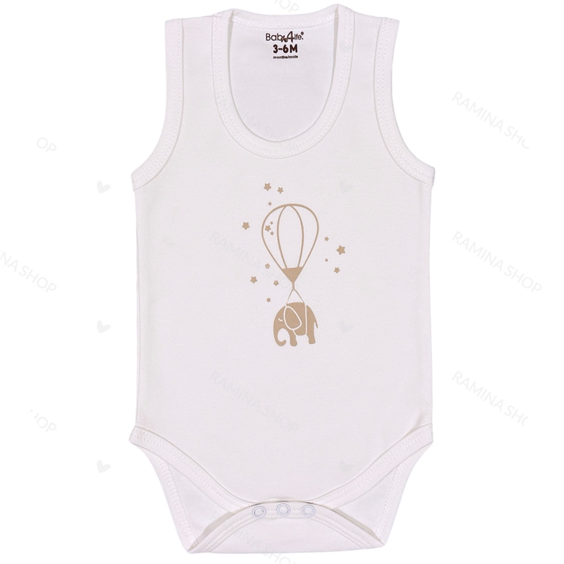 زیر دکمه دار رکابی نوزاد طرح فیل قهوه ای بیبی فورلایف Baby4life