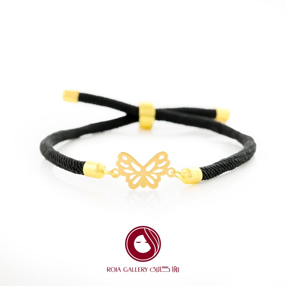 دستبند بند و طلا طرح پروانه - کد CB - 83295