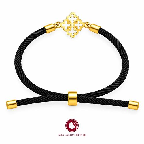 دستبند بند و طلا طرح گل - کد CB - 83250