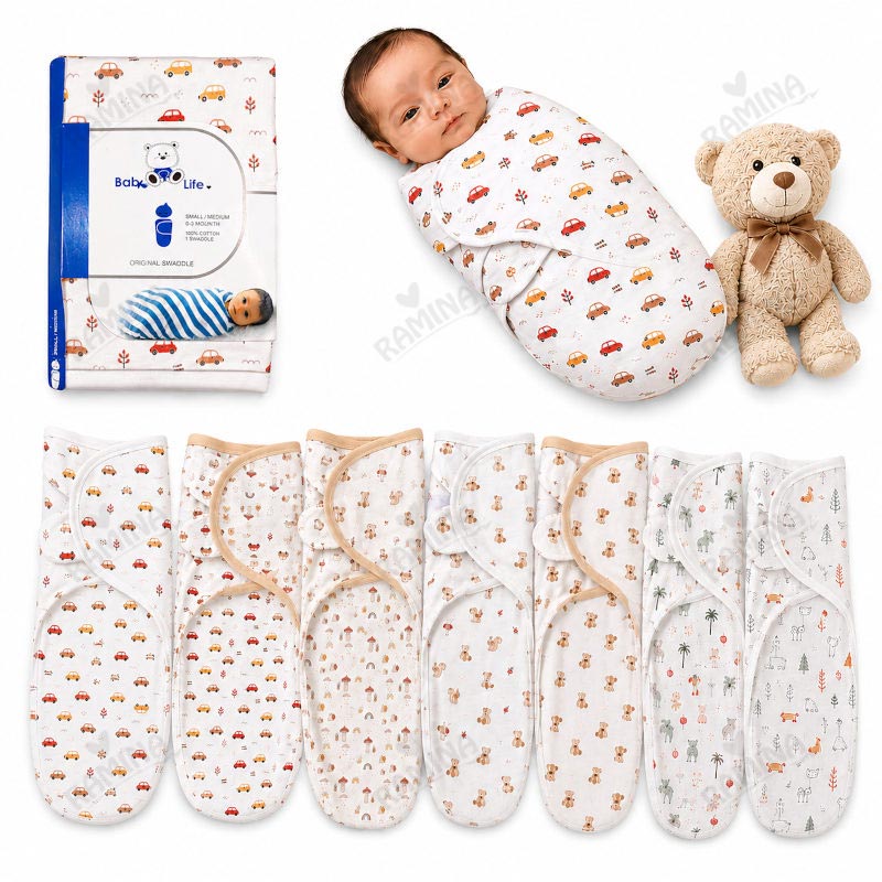 قنداق نخی نوزاد مدل چسب دار بیبی فورلایف Baby4life