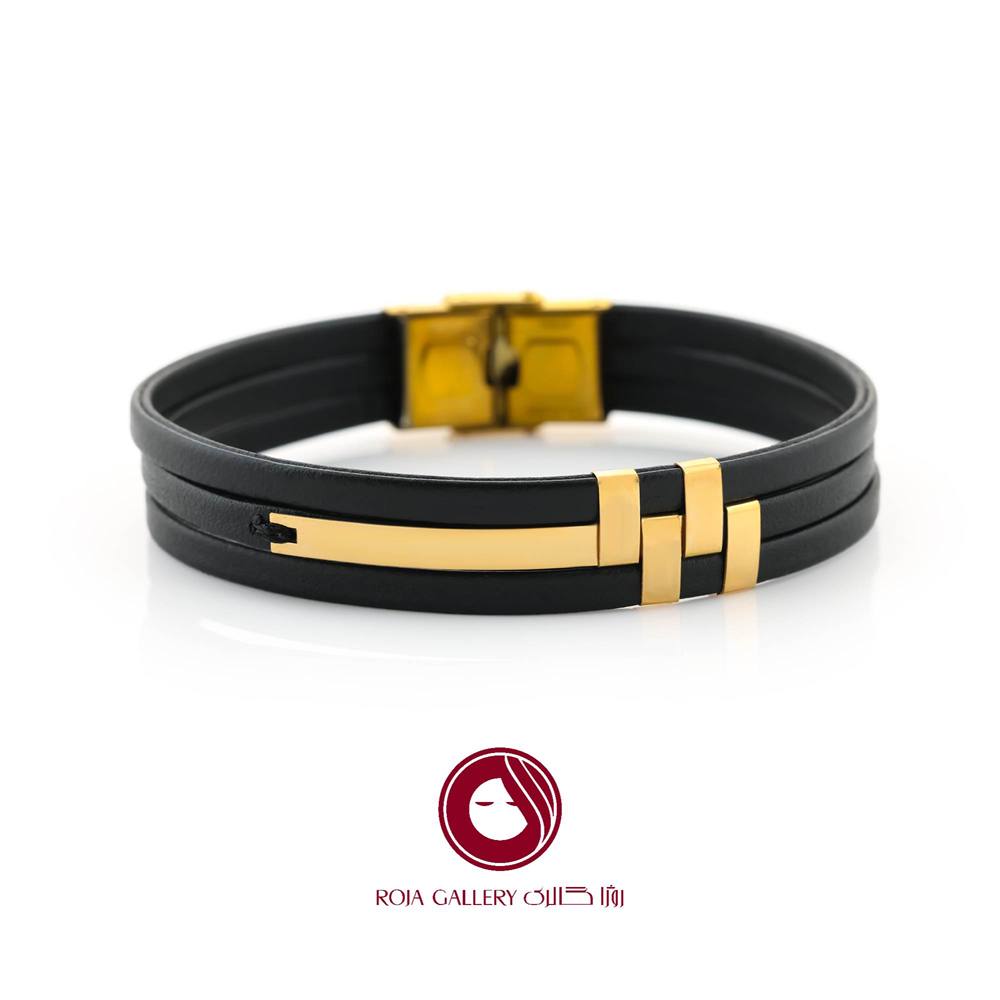 دستبند چرم و طلا مردانه - کد LB-70679- 70689