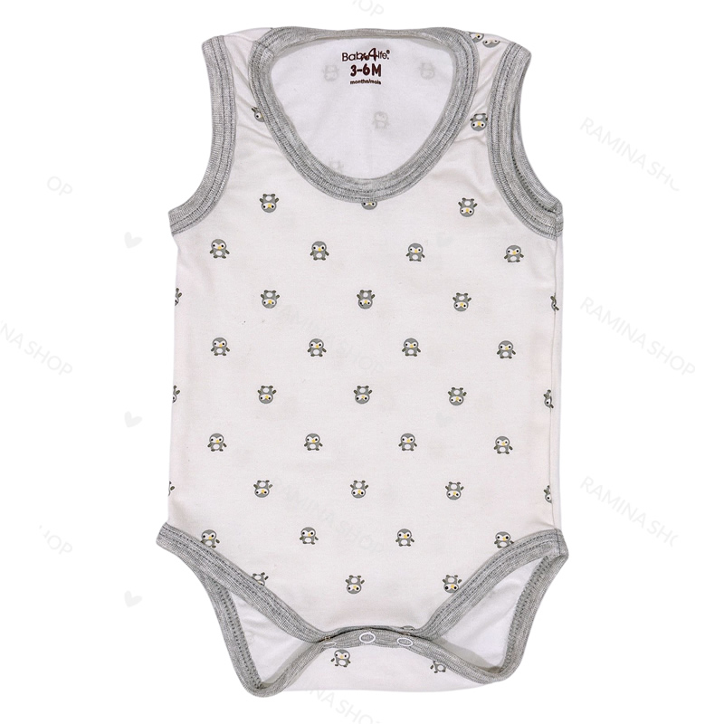 زیر دکمه دار رکابی نوزاد طرح پنگوئن بیبی فورلایف Baby4life