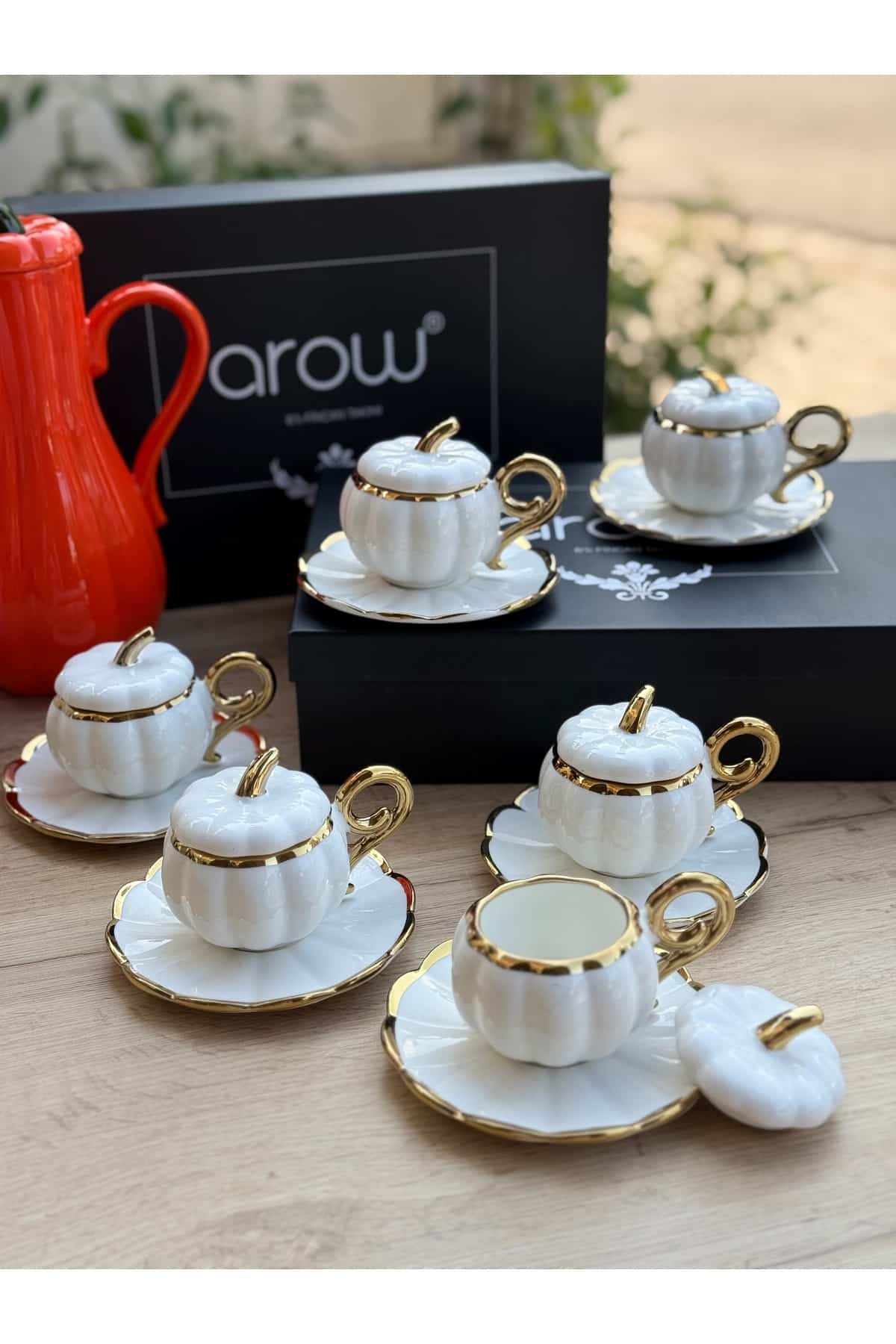 ست قهوه خوری کدو تنبل 6 نفره آرو AROW سفید