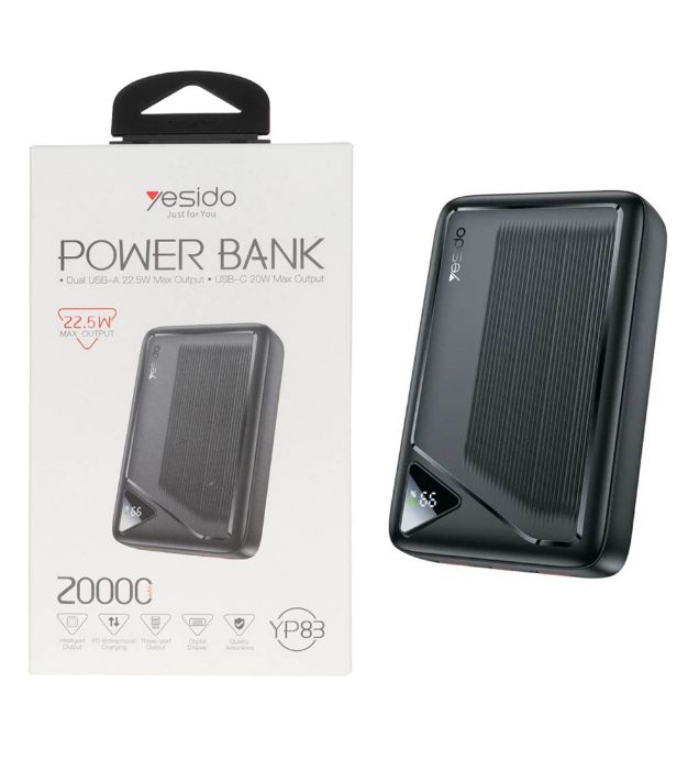 خرید پاوربانک 22.5W یسیدو مدل YP83 ظرفیت 20000 میلی آمپر ساعت قیمت روز