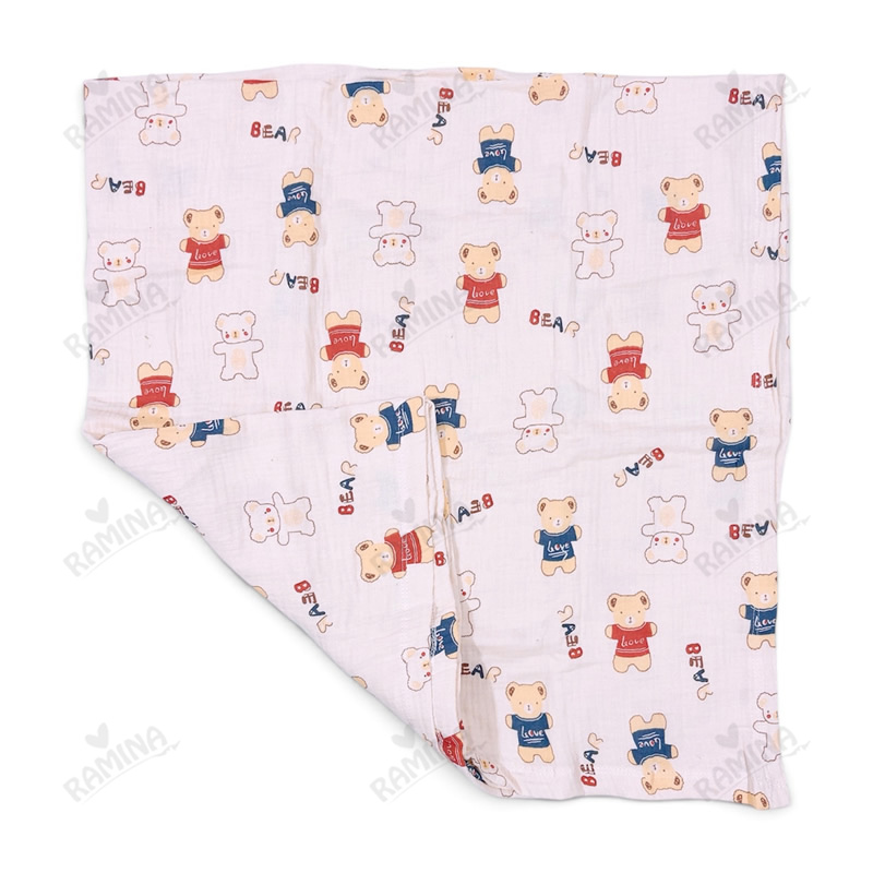 خشک کن دورپیچ نوزاد چند کاره موسلین طرح خرس بیبی فورلایف Baby4life