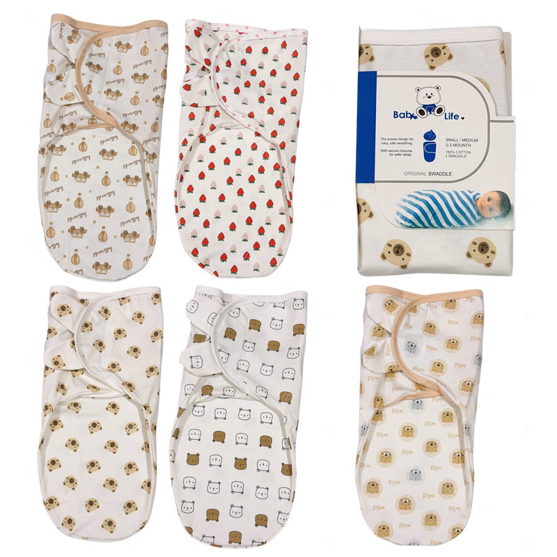 قنداق چسبی نوزاد سفید طرح دار بیبی فورلایف Baby4life