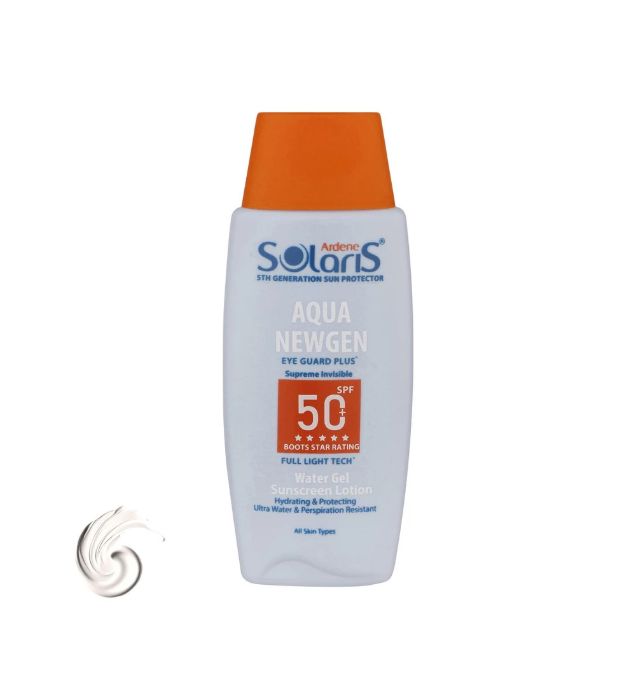 خرید کرم ضد آفتاب بی رنگ آردن سولاریس با SPF 50 مدل AQUA NEWGEN مناسب انواع پوست حجم 100 میلی لیتر قیمت روز