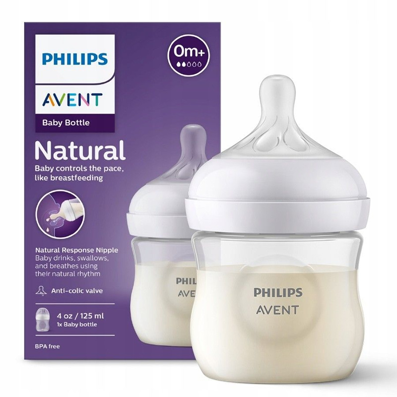 شیشه شیر طلقی 125 میل مدل Natural Response اونت Avent