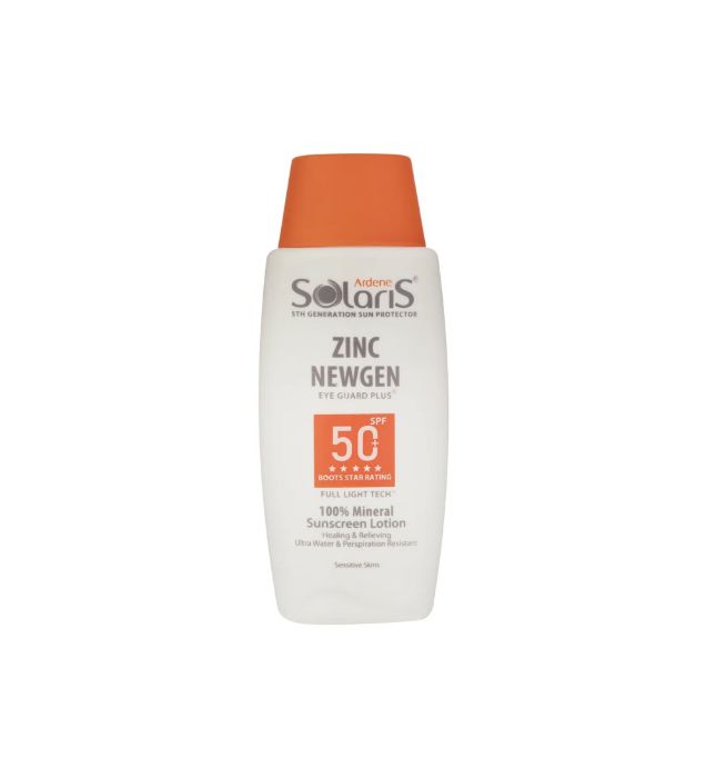 خرید کرم ضد آفتاب بی رنگ آردن سولاریس با SPF 50 مدل Zinc Newgen مناسب پوست های حساس حجم 100 میلی لیتر قیمت روز