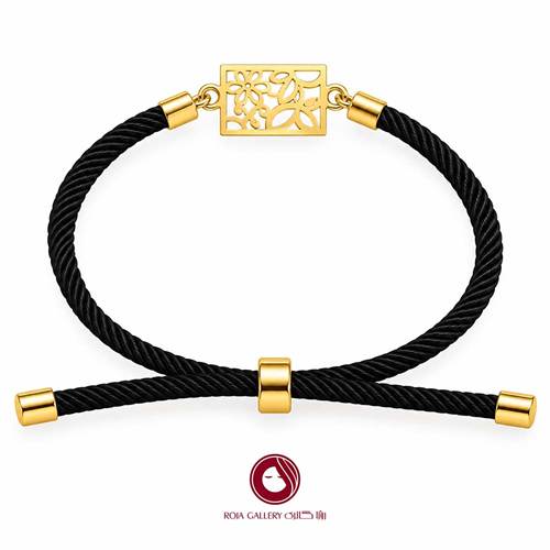دستبند بند و طلا طرح گل - کد CB - 83248