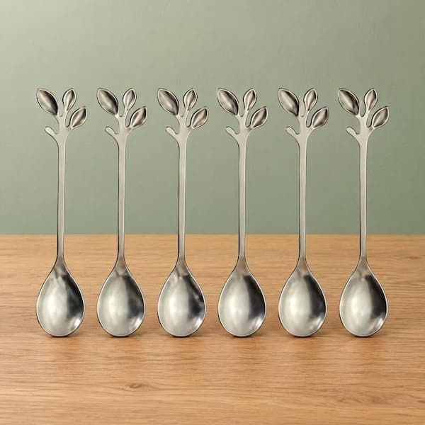 قاشق چای خوری مدل برگ بسته 6 عددی