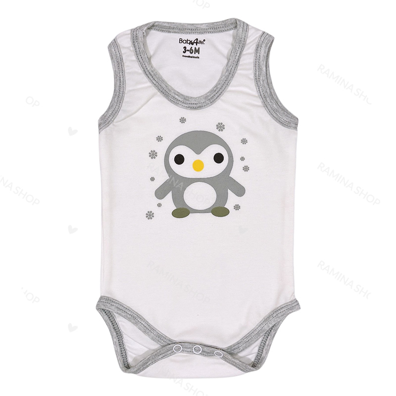بادی رکابی نوزاد طرح پنگوئن بیبی فورلایف Baby4life