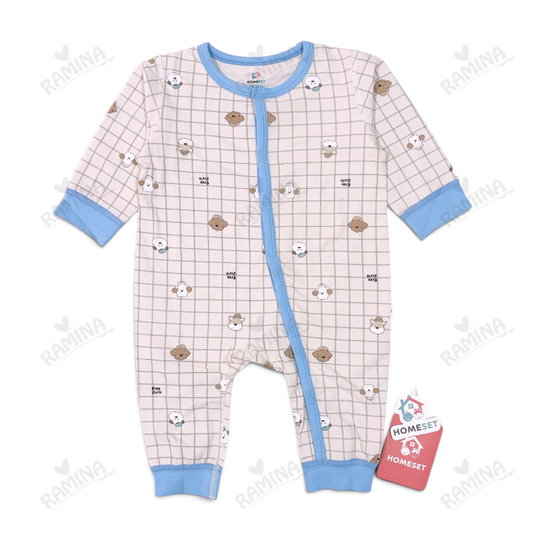 سرهمی نخی مچ دار نوزاد پسر طرح چهارخانه کد 008 هوم ست Homeset