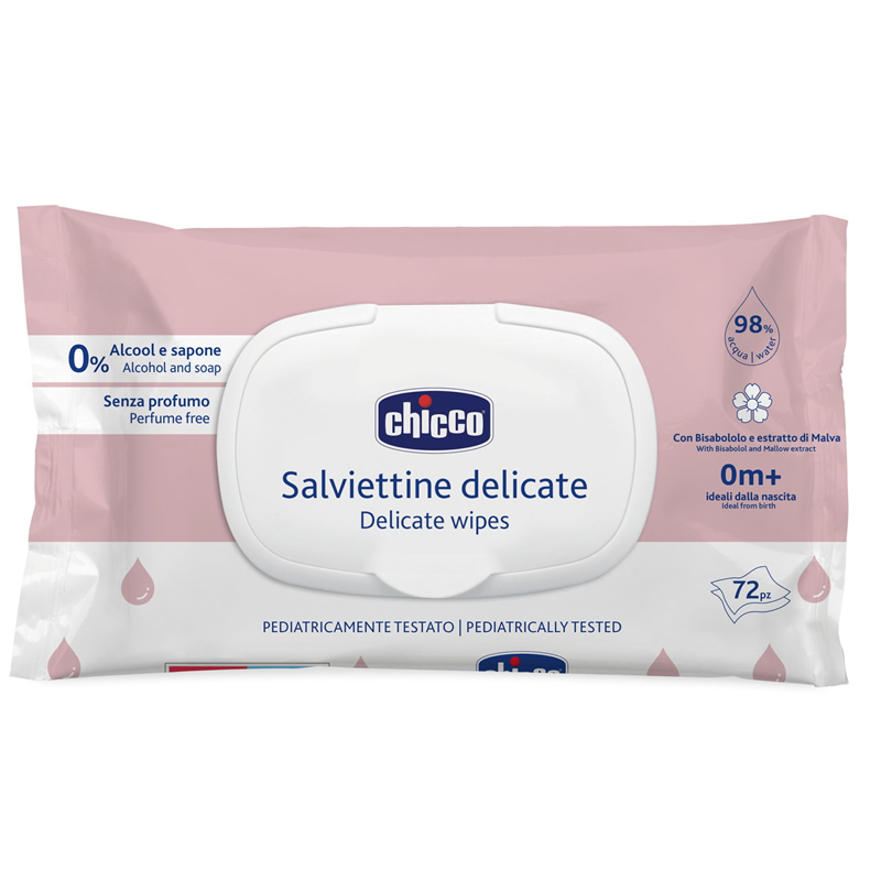 دستمال مرطوب درب دار 72 عددی با عصاره گل ختمی چیکو Chicco