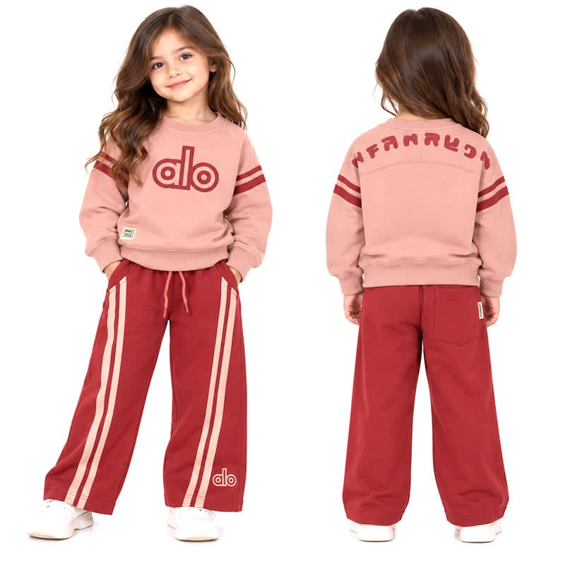 ست بلوز و شلوار دورس دخترانه 5 تا 8 سال کد 2765 طرح alo رنگ گلبهی Pancho