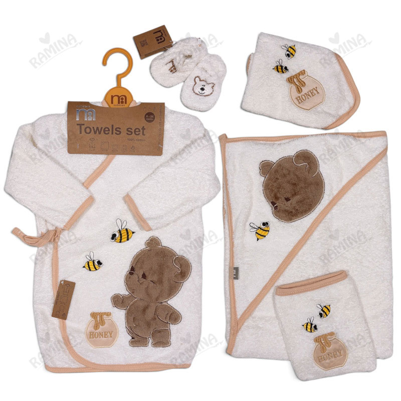 ست حوله نوزاد 5 تکه طرح خرس پوه مادرکر Mothercare