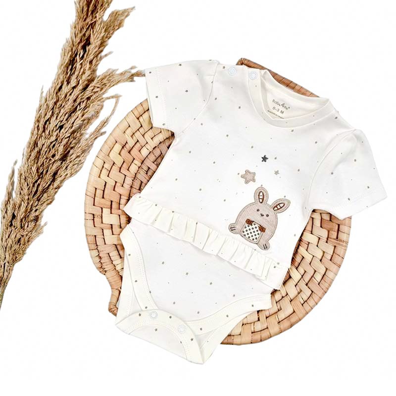 زیردکمه دار آستین کوتاه نوزاد طرح خرگوش بیبی فورلایف Baby4life