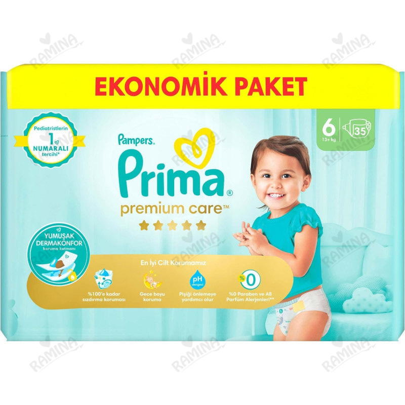 پوشک بچه سایز شش 35 عددی لهستانی پریما پمپرز Prima Pampers