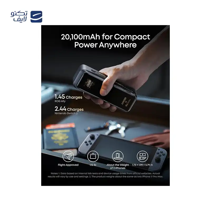 پاوربانک انکر مدل A110G ظرفیت 20000 میلی آمپر ساعت